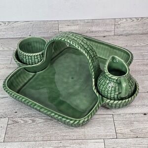 MCM VTG Green Basket Neuwirth Strawberry Serving Dish 3 Pieces Made in Portugal